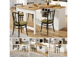 Mesa De Bar Extensível Giratória 360° 120-180cm Branca Armazenamento