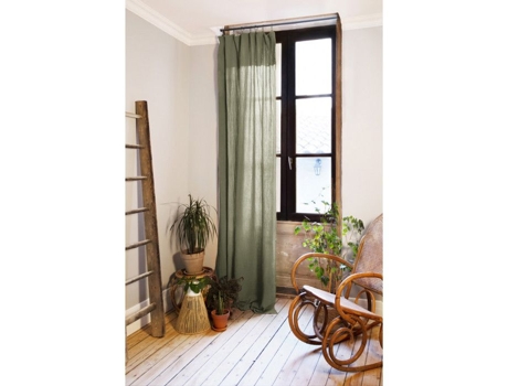 Conjunto de 2 cortinas ajustáveis 8 argolas Gaîa 140 x 300 cm Gazeta de algodão - Gaïa Romarin