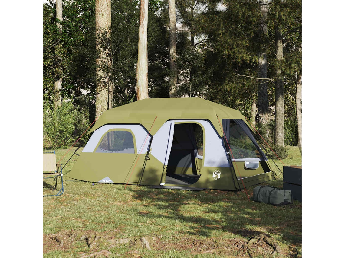 Vidaxl Tenda Familiar 9 Pessoas Libertação Rápida Impermeável Verde