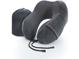 Travesseiro de Viagem Cervical, com Espuma Viscoelástica, para Dormir, Cinza AQUAFORGE