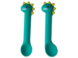 Conjunto de Colher e Garfo Utensílios de Silicone e Aço Inoxidável para Bebês NEVEANCE