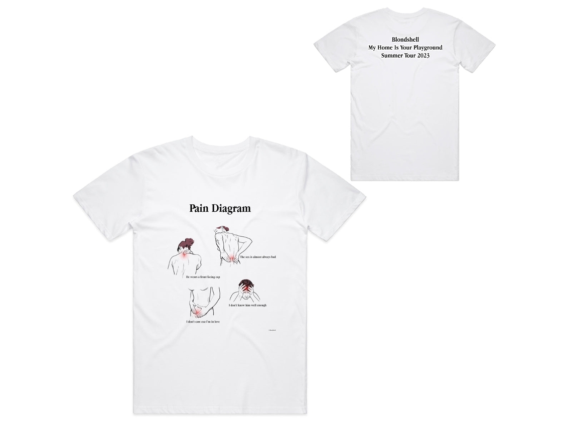 Blondshell Pain Diagram T shirt ROCKINSTONE Unisex Adults Best Sellers Size:xl
