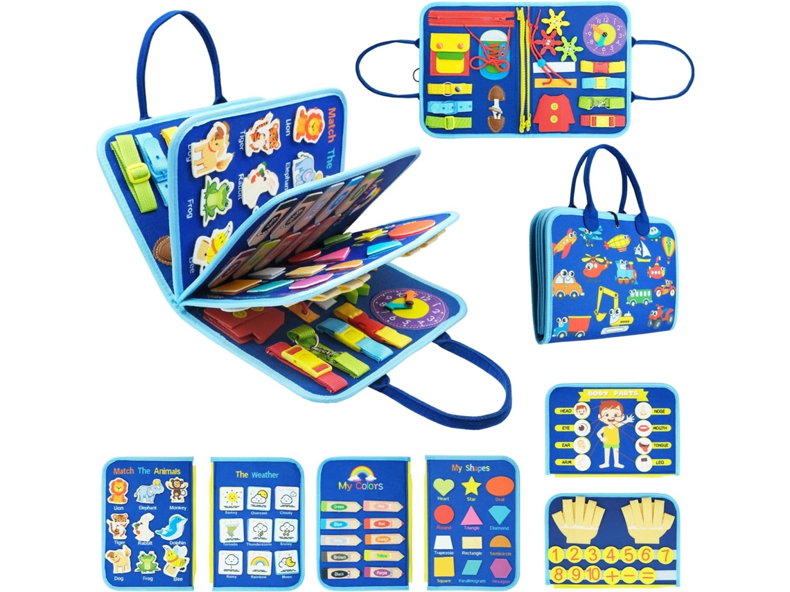 Quadro De Aprendizagem De Feltro, Brinquedo Sensorial Para Educação Infantil Montessori, Adequado Para Crianças De 1 A 4 Anos Gertiz (azul)