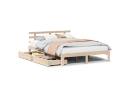 Estrutura de Cama com Gavetas 150x200 cm Madeira de Pinho Maciça MAISON EXCLUSIVE