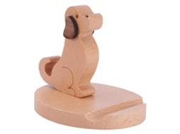 Suporte Criativo De Madeira Para Celular Com Estampa De Cachorro De Desenho Animado (1 Unidade) Para Casa, Escritório E Carro.
