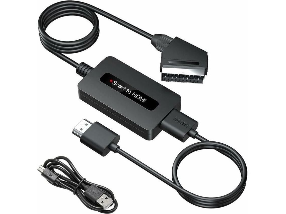 Conversor Scart Para Hdmi Com Cabos Hdmi E Scart, Conversor Scart Para Hdmi, Adaptador Hdmi Scart Com Saída Full Hd 720p/1080p Aquaforge