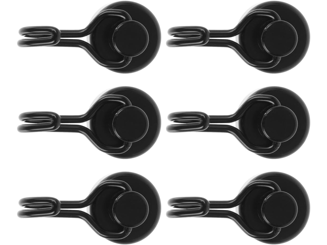 Conjunto De 6 Ganchos Magnéticos Giratórios Multiuso Para Armazenamento De Parede Com