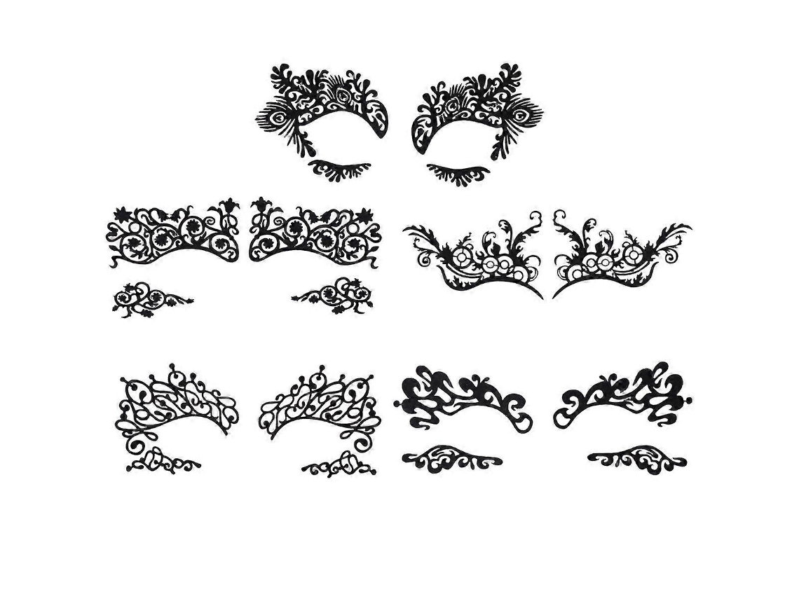 Omni 5 Pares Stickers de Ojos Sexy Con Encaje para Eyeliner Decalcos Cosplay Fiesta de Disfraces 13x6,5 Cm Negro