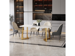 Mesa Retangular 117x68cm Mármore Branco Dourado