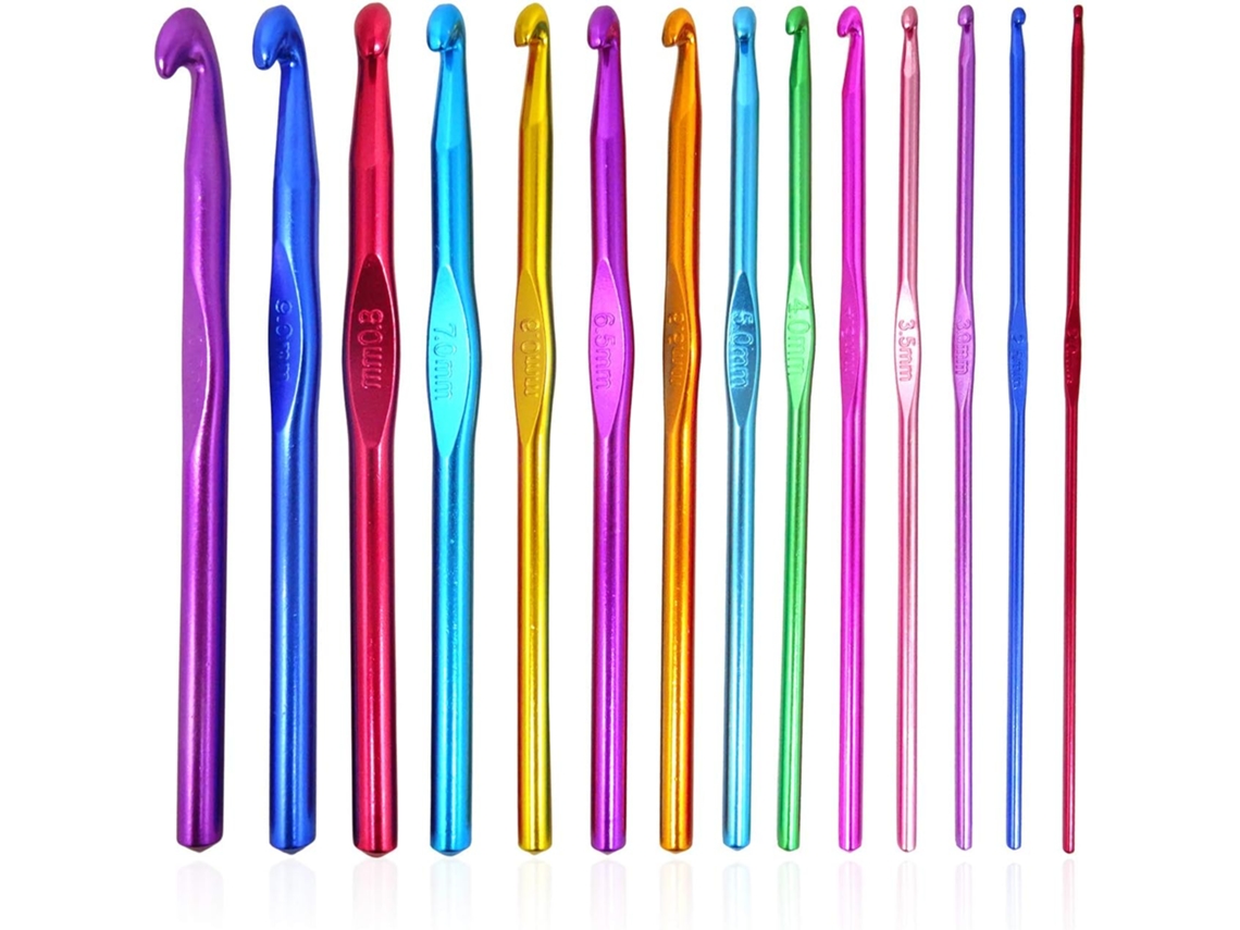 Conjunto De 14 Agulhas De Crochê Multicoloridas Em Óxido De Alumínio Aquaforge
