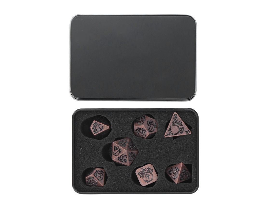 Primerox conjunto de Dados Poliédricos Número Runa com Caixa de Armazenamento para Jogos de Mesa Roxo Bronze