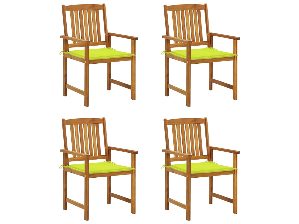 Vidaxl Cadeiras De Jardim C/ Almofadões 4 Pcs Madeira De Acácia Maciça