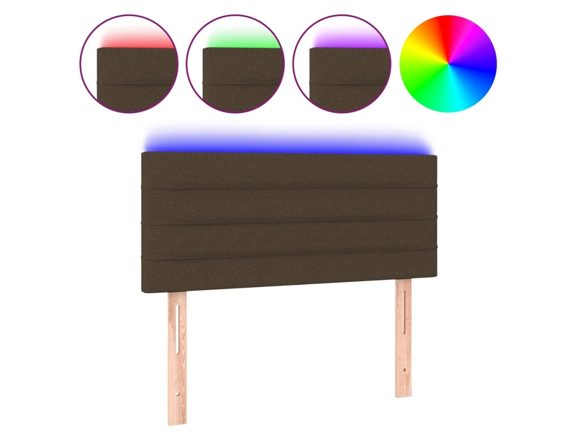 Cabeceira de cama com luzes LED em tecido Castanho MAISON EXCLUSIVE (80x5x78 cm)