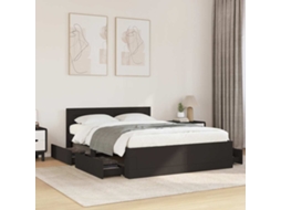Vidaxl Estrutura Cama C/ Cabeceira Sem Colchão 140x200 Cm Preto