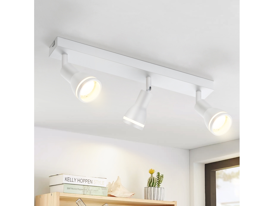 Nettlife Candeeiro De Teto Com Focos Branca Moderna 3 Pontos Metal Ajustáveis Gu10 Sem Lâmpada Para Quarto Sala De Jantar, 25 W, Uso Diário