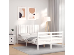 Estrutura De Cama Com Cabeceira 120x200cm Madeira Maciça Branco