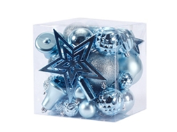 Conjunto de Enfeites de Bola de Natal Inquebráveis Pacote de Presente para Decoração de Árvore de Natal 45 Unidades Azul