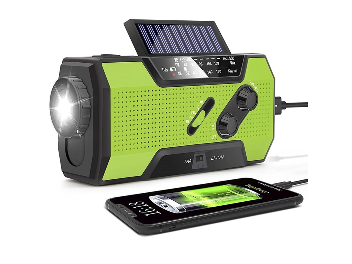 Rádio de Manivela AQUAFORGE com Carregador Solar e Cobertor de Emergência