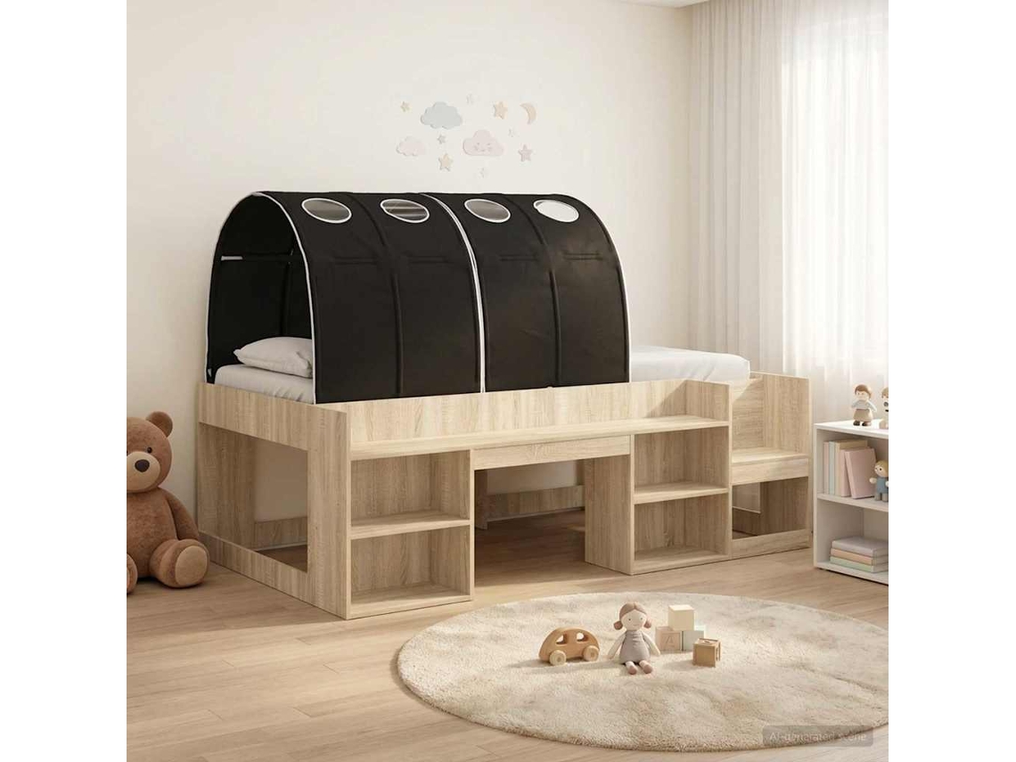 Vidaxl Estrutura De Cama Com Túnel 3 Unid. Carvalho Sonoma E Preto