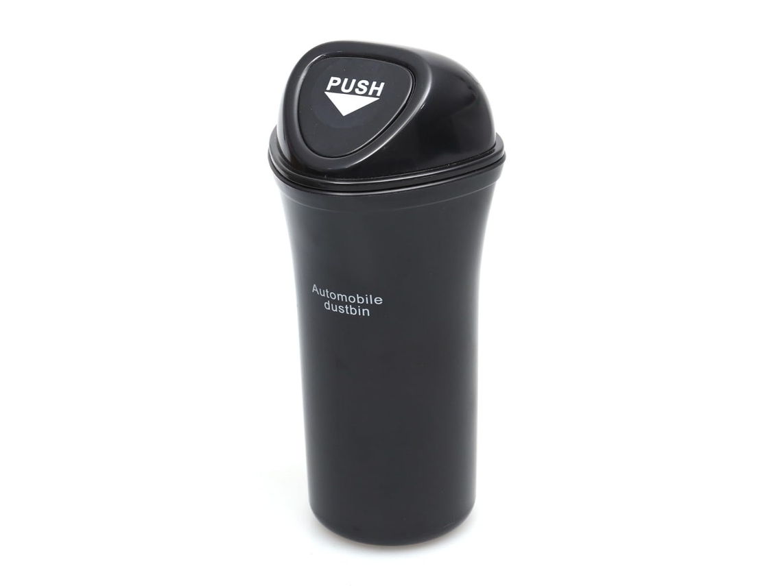 Mini Lixeira Portátil Para Carro Com Tampa À Prova D'água, Plástico Preto.