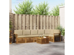 Vidaxl Conjunto De Sofás Para Exterior 7 Unid. Natural E Bege
