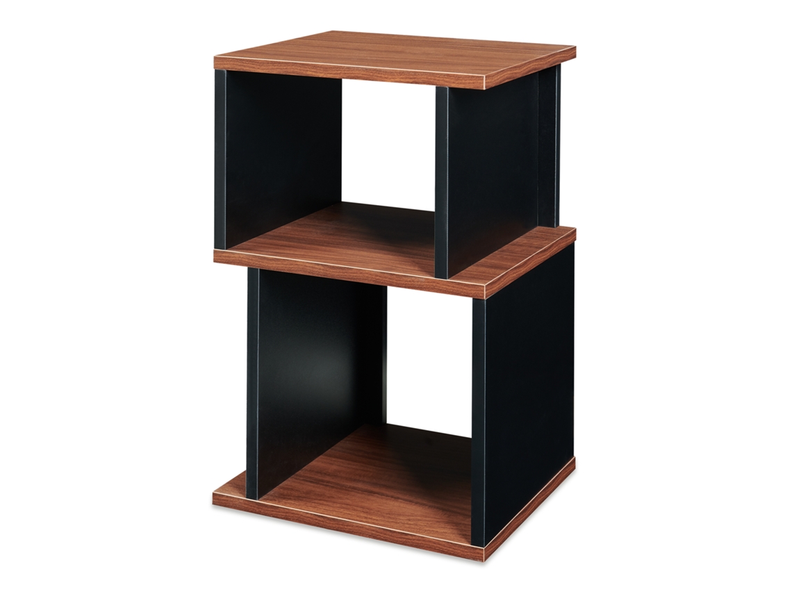 Mesa auxiliar EN.CASA Trond com 2 compartimentos 50x33x29 cm preto/nogueira