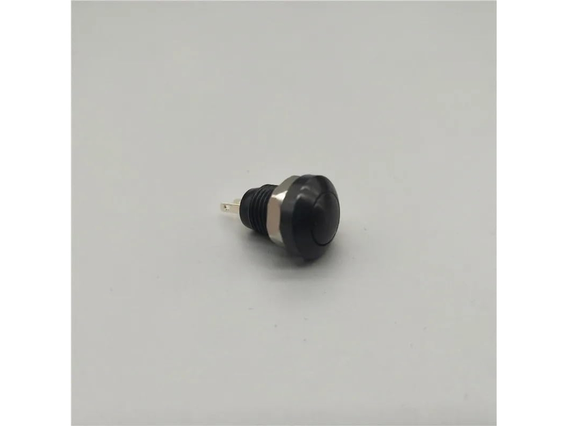 1x Interruptor De Botão Pressão Momentâneo Auto Reinicializável Metal Preto 8mm, Interruptor De Partida