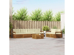 Vidaxl Conjunto De Sofás Para Exterior 7 Unid. Natural E Creme