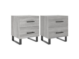Bedside Cabinet, Bedside Cabinets Vidaxl Cinzeto Madeira Processada (n/a)