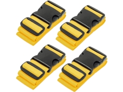 Conjunto De 4 Cintas Ajustáveis Para Mala, Cor Amarelo, Para Fixação Segura De Bagagem Em Viagem