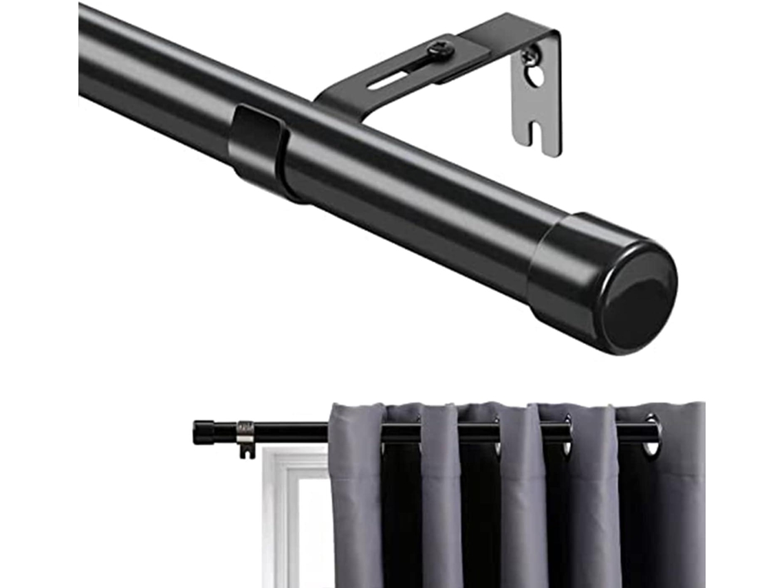 Varão De Cortina Extensível De 45-115 Cm Com Tampa De Botões E Suportes, Conjunto De Ferragens Para Varão De Cortina, Janela Decorativa Ajustável De A