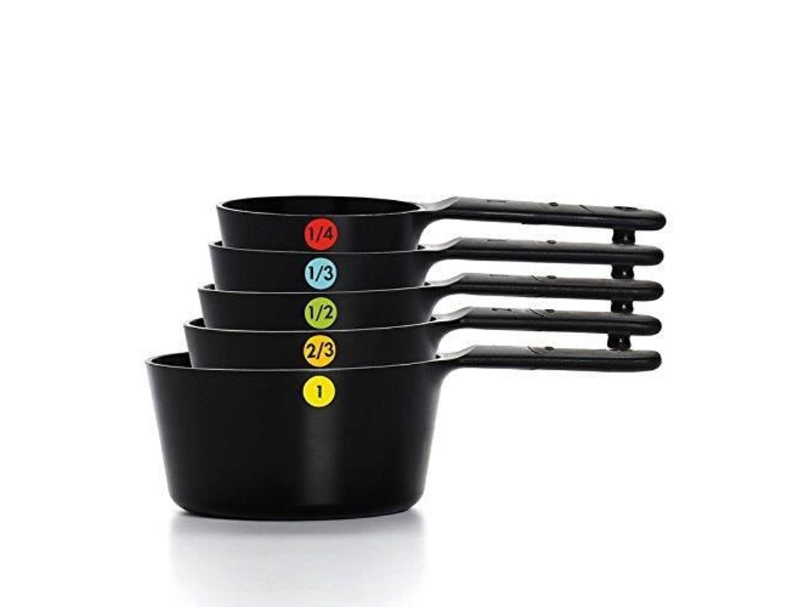 11121701mlnyk Comutador Kvm Conjunto De 6 Peças De Copo Medidor Preto, Plástico, 8,89 X 12,7 X 24,77 Cm Oxo