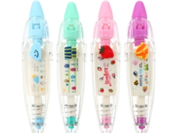 Conjunto de 4 Fitas Corretivas Decorativas Foscas e Opacas com Função Linha Dupla, Feitas Abs Pc, para Uso Esc