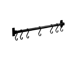 MEOIRUERY Barra De Alumínio Preto 50 Cm Com 8 Ganchos Suporte De Parede Para Cozinha Organizador De Espaço Fácil Armazenamento