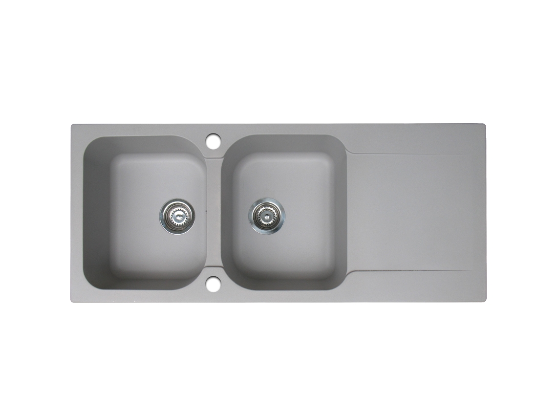 Lisse Lava-loiça Reversível 2 Cubas 1 Escorredor Em Resina Cinzenta Essebagno