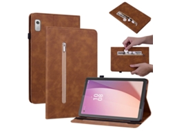 Capa De Couro Com Zíper Halinuia Acabamento De Pele Para Lenovo Tab M9