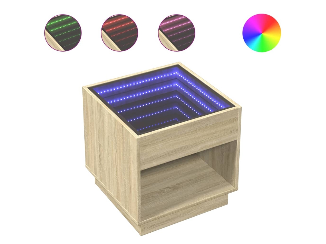 Mesa de centro Infinity Led Lights Carvalho Sonoma MAISON EXCLUSIVE (50x50x50 cm)