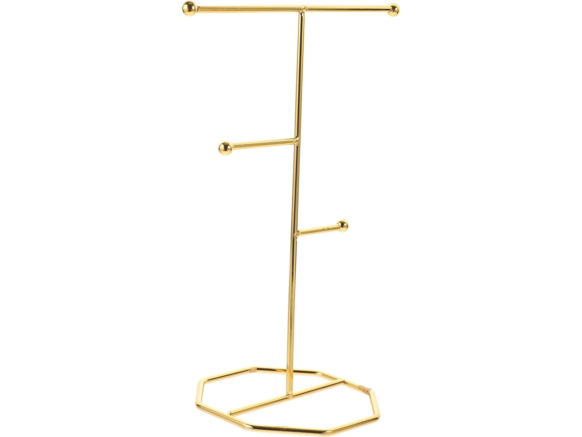 Suporte De Joias Multifuncional Grande De Vários Níveis Em Ferro Dourado Nuobesty