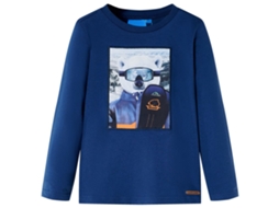 T-shirt De Manga Comprida Para Criança Azul-ganga 116