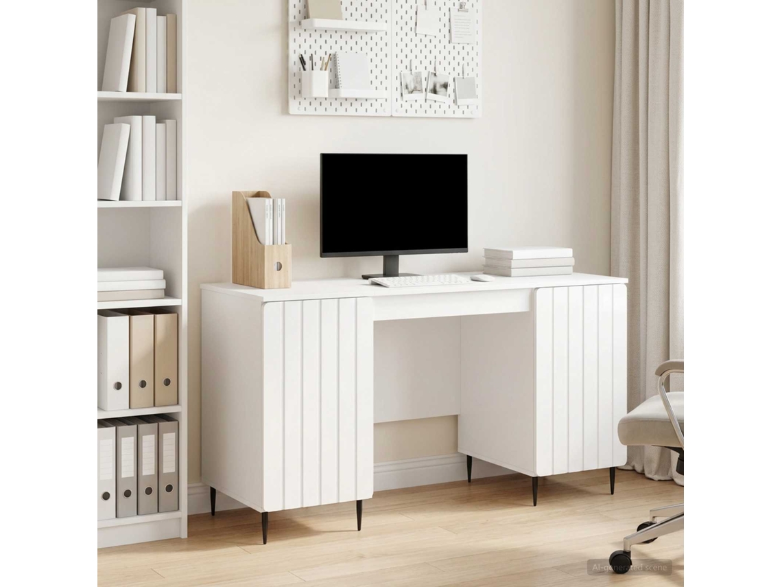 Vidaxl Mesa Branco Brilhante 142,5 X 50 X 75 Cm Derivados De Madeira