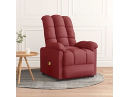 Vidaxl Poltrona De Massagens Elétrica Reclinável Tecido Vermelho Tinto
