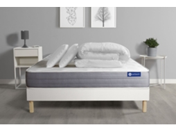 Pack Cama Completo - Colchão 140x200 Cm + Estrado De Molas Com Ripas (em Kit) + 2 Almofadas + Edredão - Actimemo Dream