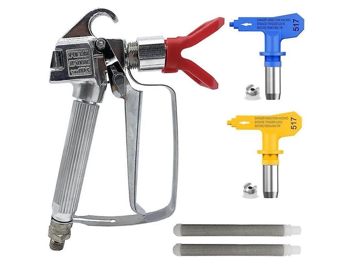 Pistola de pintura sem ar, 3600 psi, com bicos, protetor e filtros para pintura industrial e residencial, prata | S/MARCA