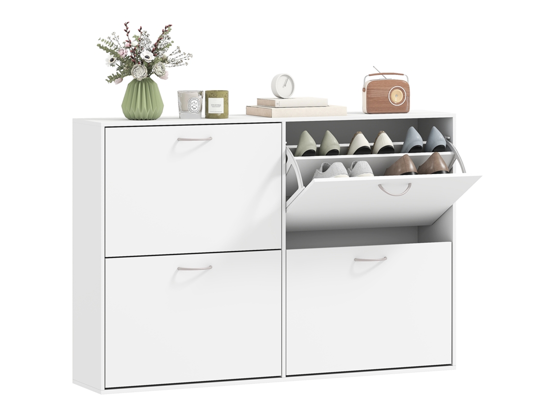 Sapateira 4 Gavetas 16 24 Pares Ajustáveis Branco