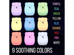 Luz Noturna Urso Pat Pat Silicone Mudança de Cor Presente Infantil