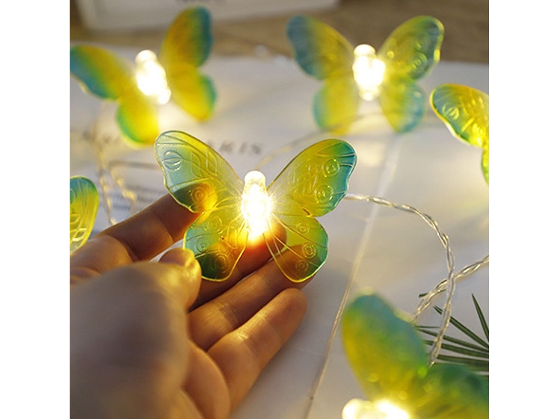 Luzes De Borboleta Led, Luzes De Corda, Bateria, Casamento, Natal, Decoração Ao Ar Livre, Luz-amarelo Verde SUNNY SPACES