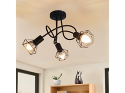 Nettlife Candeeiro De Teto Com Focos Led Com 3 Luzesâmpadas Pretas Vintage Ajustável 350° Ponto Industrial E14, Em Metal, Para Uso Diário