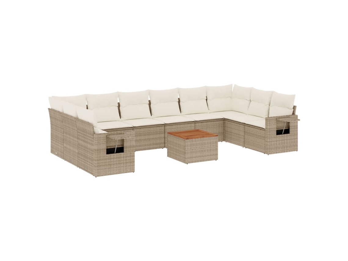 Maison Exclusive - 11 Pcs Conjunto Sofás De Jardim C/ Almofadões Vime Pe Bege