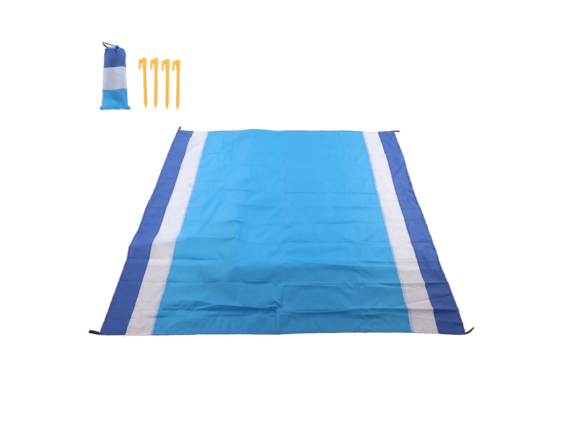 Tapete de Praia LAXISCREED Impermeável Dobrável Azul Branco Listrado