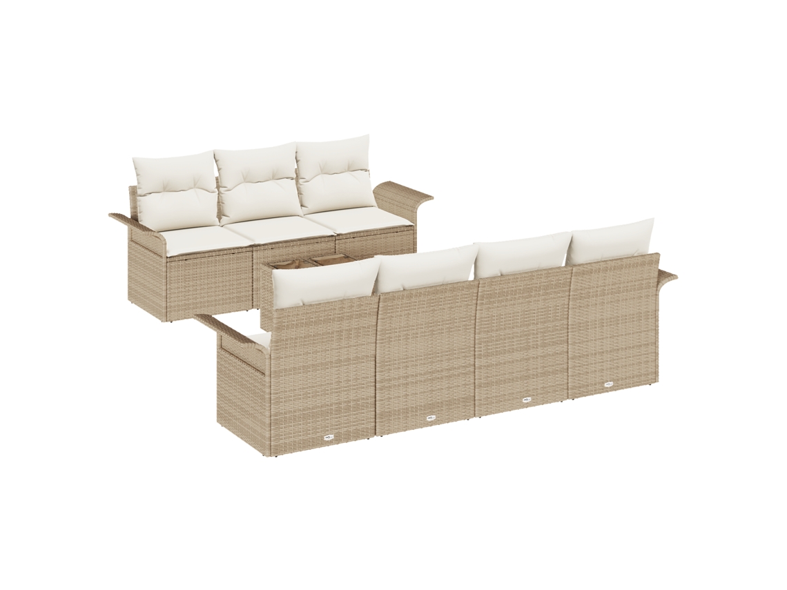 Conjunto 8 Conjunto De Sofá De Jardim Vidaxl Bege Vime Pe (55 X 55 X 37 Cm)